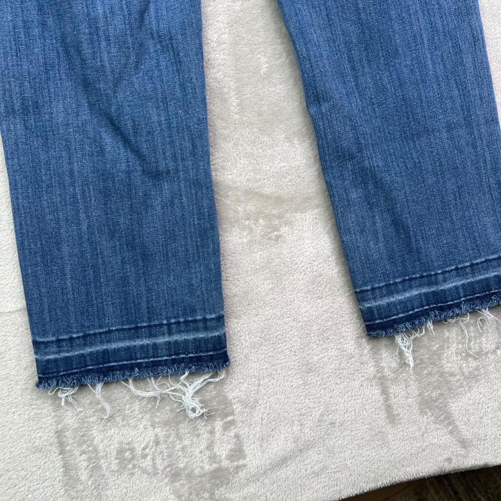 Judy Blue Pull On Straight Jeans Womens 1/25 Blue Medium Wash Stretch Frayed Hem - Picture 13 of 14